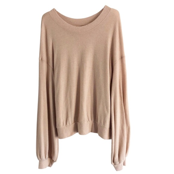 Free People Beach TGIF Oversized Pullover Almond Size Large - Picture 6 of 9